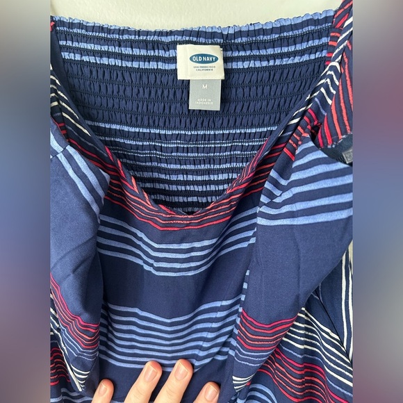 Old Navy size medium Red White and Blue Striped Midi Dress with spaghetti straps - Picture 2 of 5